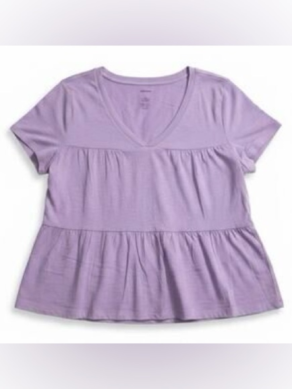 Sonoma Lavender V-Neck Tiered Short Sleeve